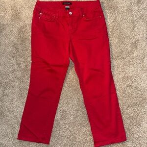WHBM Contour Slim Crop Red Jeans Size 8